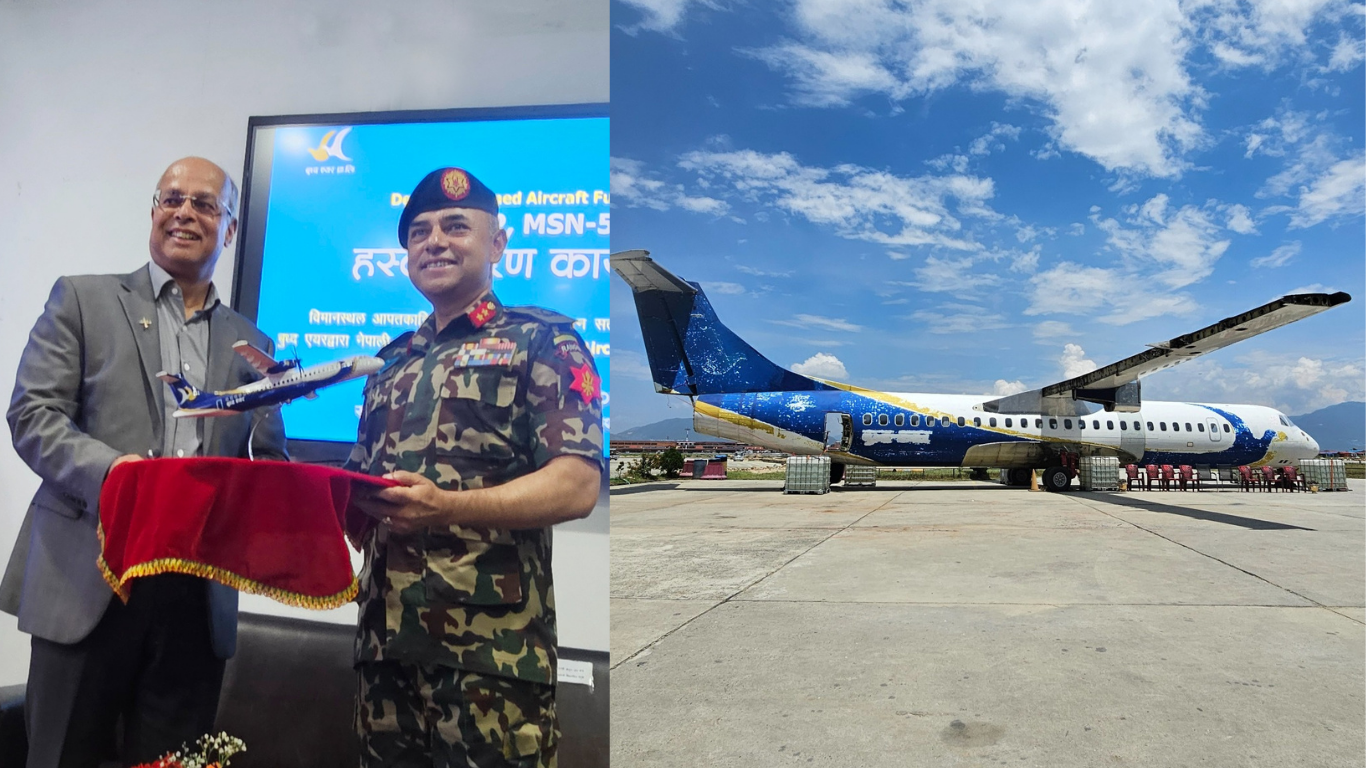 बुद्ध एयरद्वारा अवकाशप्राप्त एटीआर-७२ विमानको फ्युजलेज नेपाली सेनालाई हस्तान्तरण